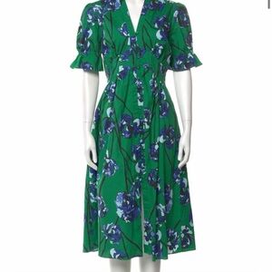Diane Von Furstenberg Floral Green and Blue Dress